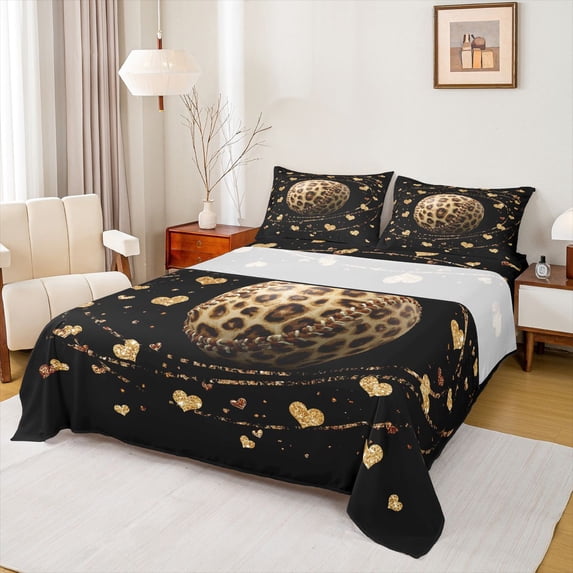 Feelyou Baseball Gaming Twin Sheet Sets, Cheetah Print Bedding, 3-Piece