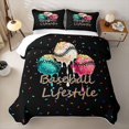 thumbnail image 1 of Feelyou Baseball Lifestyle Bed Spread Queen for Boys Girls, Sweet Ice Cream Drip Queen Coverlet Set, 3-Piece, 1 of 7