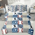 thumbnail image 1 of Feelyou Baseball Lover Boys Bedding Comforter Set 7 Pieces, Stripes Abstract Plaid Full Bedding Set, Sports Theme Reversible Fitted Sheet Flat Sheet, Breathable Home Decor, 1 of 7