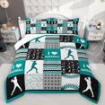 thumbnail image 1 of Feelyou Baseball Lover Boys Bedding Comforter Set, Green Stripes Abstract Plaid Twin Comforter Sets, Cartoon Sports Theme Reversible Bedding Set, Breathable Home Decor, 2 Pieces, 1 of 8