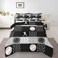 thumbnail image 1 of Feelyou Baseball Queen Comforter Set, Black Plaid Bedding Comforter Set, 3-Piece, 1 of 7