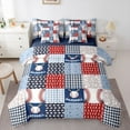 thumbnail image 1 of Feelyou Baseball Sport Bedding Comforter Set 7pcs, Blue Red King Bedding Sets, 1 of 7