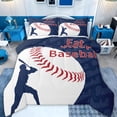 thumbnail image 1 of Feelyou Baseball Sports Kids Bedding Comforter Set, Vintage Football Lover Twin Comforter Sets, Navy Red Stripes Reversible Bedding Set, Super Cozy Room Decor, 2 Pieces, 1 of 8