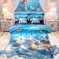 thumbnail image 1 of Feelyou Beach Sea Life Bedding Comforter Set for Kids Boys Girls, Tropical Coastal Animal Full Bedding Set, Blue, Blue Reversible, 7-Piece, 1 of 7