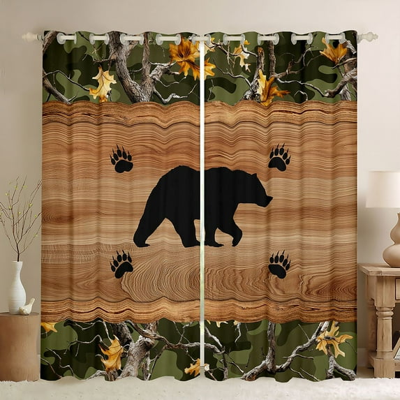 Feelyou Bear Animal Curtains Pack of 2 (42x84 Each), Farmhouse Curtains Blackout