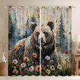 thumbnail image 1 of Feelyou Bear Boy Black Out Curtains, Vibrant Groovy Floral Curtains Pack of 2 (42x63 Each), 1 of 6