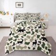 thumbnail image 1 of Feelyou Bear Deer Queen Comforter Set, Green Retro Camouflage Bedding Comforter Set, 3pcs, 1 of 8