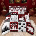 thumbnail image 1 of Feelyou Bear Deer Queen Comforter Set, Red Patchwork Plaid Bedding Comforter Set, 3pcs, 1 of 8