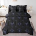 thumbnail image 1 of Feelyou Black Blue Aztec Bedding Comforter Set 7pcs, Rustic Hippie Animal Skeleton Queen Bedding Sets, Teens Adult Women Men Reversible Queen Sheet Sets, Ultra Soft Bedroom Decor, 1 of 7
