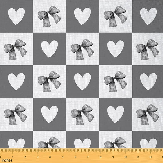 Feelyou Black Bow Fabric by the Yard 1 Yard for Teens, Dreamy Princess Home Decor Fabric by the Yard, Buffalo Geometric Sewing Fabric, Lightweight Room Decor