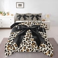thumbnail image 1 of Feelyou Black Bowknot Ribbon Twin Comforter Sets, Leopard Cheetah Print Bedding Set, 2pcs, 1 of 8