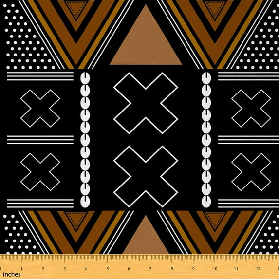 Feelyou Black Brown Stipes Fabric by the Yard 10 Yards, Tribal Abstract Geometric Sewing Fabric, Teenager Adult Home Decor Fabric by the Yard, Lightweight Room Decor