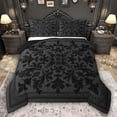 thumbnail image 1 of Feelyou Black Damask Flower Queen Comforter Set, Fashion Bedding Comforter Set, 3pcs, 1 of 8