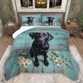 thumbnail image 1 of Feelyou Black Dog Animal Full Size Comforter Sets, Rustic Groovy Flower Bedding Sets, 3pcs, 1 of 8
