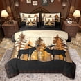 thumbnail image 1 of Feelyou Black Elk Deer Moose Bedding Comforter Set 7pcs, Western Animal Wildlife King Bedding Sets, Retro Buffalo Plaid Reversible Bed Sheets, Microfiber Bedroom Decor, 1 of 8