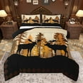 thumbnail image 1 of Feelyou Black Elk Deer Moose Bedding Comforter Set, Western Animal Wildlife Twin Comforter Sets, Retro Buffalo Plaid Reversible Bedding Set, Microfiber Bedroom Decor, 2pcs, 1 of 8