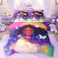 thumbnail image 1 of Feelyou Black Girl Princess Bedding Comforter Set 7pcs, Galaxy Butterfly King Bedding Sets, 1 of 8