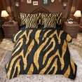 thumbnail image 1 of Feelyou Black Gold Stripes Bedding Comforter Set 7pcs for Women, Modern Zebra Print Queen Bedding Sets, Artwork Abstract Ombre Reversible Queen Sheet Sets, Ultra Soft Bedroom Decor, 1 of 8