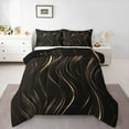 thumbnail image 1 of Feelyou Black Gold Stripes Queen Comforter Set, Modern Abstract Geometric Bedding Sets, Chic Minimalism Reversible Bedding Comforter Set, Luxury Bedroom Decor, 3 Pieces, 1 of 8