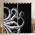 thumbnail image 1 of Feelyou Black Grey Octopus Curtains Pack of 2 (42x84 Each), Ocean Sealife Animal Curtains Blackout, Teen Kid Child Bedroom Curtains, Window Curtains Room Decor, 1 of 6