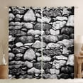 thumbnail image 1 of Feelyou Black Grey Stone Curtains Pack of 2 (52x84 Each), Art Abstract Window Curtains, 1 of 6