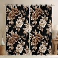 thumbnail image 1 of Feelyou Black Orange Flower Blackout Curtains Set of 2 (52x84 Each), Retro French Floral Window Curtains, Countryside Theme Curtains and Drapes, Curtains and Drapes Room Decor, 1 of 6