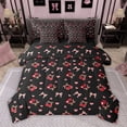 thumbnail image 1 of Feelyou Black Pink Bow Bedding Comforter Set 7 Pieces, Cute Cartoon Love Heart Full Bedding Set, Teens Kids Girls Women Reversible Fitted Sheet Flat Sheet, Breathable Home Decor, 1 of 8
