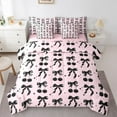 thumbnail image 1 of Feelyou Black Pink Bow Bedding Comforter Set 7pcs, Cartoon King Bedding Sets, 1 of 7