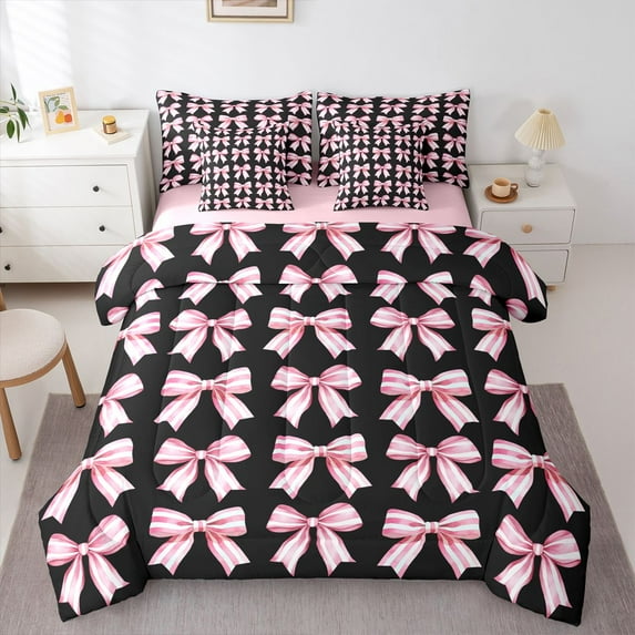 Black And Pink Queen Comforter Set