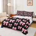 thumbnail image 1 of Feelyou Black Pink Bow Queen Sheet Sets, Dreamy Princess Butterfly Knot Flat Sheet, Teens Kids Girls Women Queen Fitted Sheet, Super Cozy Room Decor, 4-Piece, 1 of 7