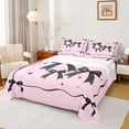 thumbnail image 1 of Feelyou Black Pink Bow-tie Twin Sheet Sets for Kid, Butterfly Knot Princess Twin Fitted Sheet, Watercolor Bowknot Flat Sheet, Microfiber Bedroom Decor, 3pcs, 1 of 8