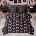 thumbnail image 1 of Feelyou Black Pink Bowknot Bedding Comforter Set 7 Pieces, Princess Kawaii Bow-tie Full Bedding Set, Teens Kids Girls Women Reversible Fitted Sheet Flat Sheet, Lightweight Room Decor, 1 of 7
