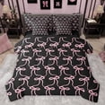 thumbnail image 1 of Feelyou Black Pink Ribbon Bedding Comforter Set 7pcs for Teens, Fashion Stripes Bow King Bedding Sets, Kawaii Bowknot Theme Reversible Bed Sheets, Luxury Bedroom Decor, 1 of 7