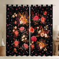 thumbnail image 1 of Feelyou Black Pink Rose Black Out Curtains, Vintage Bohemian Blossoms Flower Curtains Pack of 2 (42x63 Each), Teens Kids Girls Women Bedroom Curtains, Black Out Curtains Decor, 1 of 6