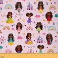 thumbnail image 1 of Feelyou Black Princess Fabric by the Yard 1 Yard, Cartoon Rainbow Room Decor Fabric by the Yard, Fairy Tale Castle Fabric for Sewing, Lightweight Room Decor, 1 of 6
