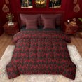 thumbnail image 1 of Feelyou Black Red Boho Damask Twin Bedding Sets 7pcs, Western Gothic Bat Comforter Set, 1 of 8