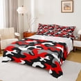 thumbnail image 1 of Feelyou Black Red Camo Twin Sheet Sets, Cartoon Camouflage Teens Bedding, 3 Pieces, 1 of 7
