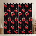 thumbnail image 1 of Feelyou Black Red Cherry Black Out Curtains, Princess Curtains Pack of 2 (42x63 Each), 1 of 6
