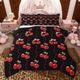 thumbnail image 1 of Feelyou Black Red Cherry Full Size Comforter Sets, Princess Cartoon Bedding Sets, 3pcs, 1 of 8
