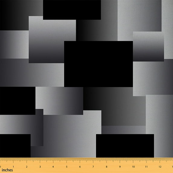 Feelyou Black Square Fabric by the Yard 5 Yards for Adult, Modern Geometric Room Decor Fabric by the Yard, Chic Abstract Fabric for Sewing, Ultra Soft Home Decor