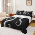 thumbnail image 1 of Feelyou Black White Ink Octopus Full Size Sheets for Boys Girls, Retro Ocean Wildlife Bed Sheets, Black Grey, 4 Pieces, 1 of 5
