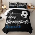 thumbnail image 1 of Feelyou Black White Sport Soccer Quilt Full for Boys, Eat Sleep Repeat Quote Full Bedspread Sets, 3pcs, 1 of 7