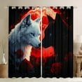 thumbnail image 1 of Feelyou Black White Wolf Black Out Curtains for Couple, Romantic Red Rose Curtains Pack of 2 (42x63 Each), Happy Valentines Animal Bedroom Curtains, Blackout Curtains Home Decor, 1 of 6
