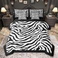 thumbnail image 1 of Feelyou Black White Zebra Print Twin Bedding Sets 7-Piece for Kids, Modern Fashion Stripes Bedding Comforter Set, Cartoon Wildlife Reversible Sheet Sets, Breathable Home Decor, 1 of 8