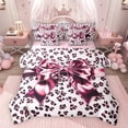 thumbnail image 1 of Feelyou Bling Bow-tie Comforter Set 7pcs, Pink Fashion Leopard Print Full Bedding Set, 1 of 8