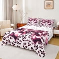 thumbnail image 1 of Feelyou Bling Bow-tie Queen Sheet Sets, Pink Fashion Leopard Print Bed Set, 4 Pieces, 1 of 7
