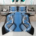 thumbnail image 1 of Feelyou Blue Black Striped Queen Comforter Set, Boho Abstract Stripes Bedding Sets, Contemporary Modern Abstract Reversible Bedding Comforter Set, Lightweight Room Decor, 3pcs, 1 of 8