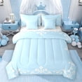 thumbnail image 1 of Feelyou Blue Bohemian Damask Twin Bedding Sets 7pcs, Simple Fashion Bedding Comforter Set, 1 of 8
