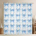 thumbnail image 1 of Feelyou Blue Bow Black Out Curtains, Lines Bowknot Curtains Pack of 2 (42x63 Each), 1 of 6
