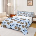 thumbnail image 1 of Feelyou Blue Bowknot Cherry Kid Full Size Sheets, Leopard Cheetah Print Bed Sheets, 4pcs, 1 of 7